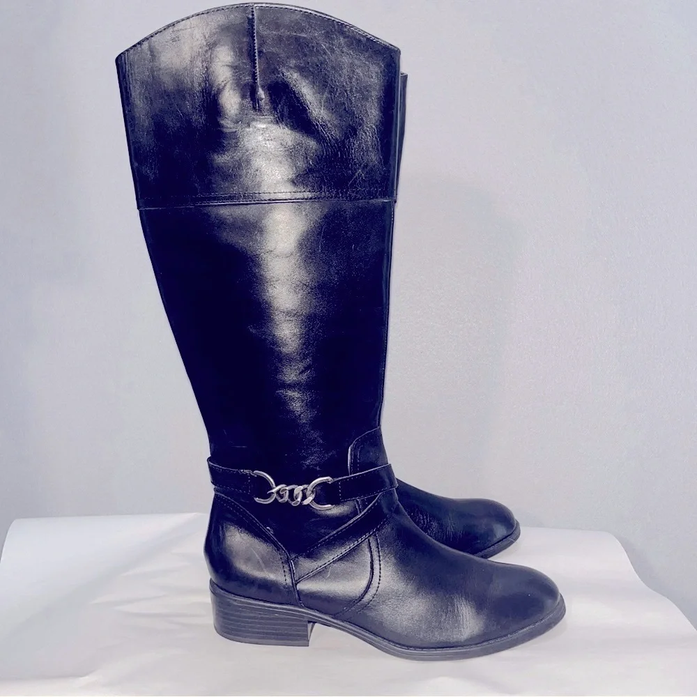 Lauren Ralph Lauren Menna Riding boot Black Leather horsebit chain detail